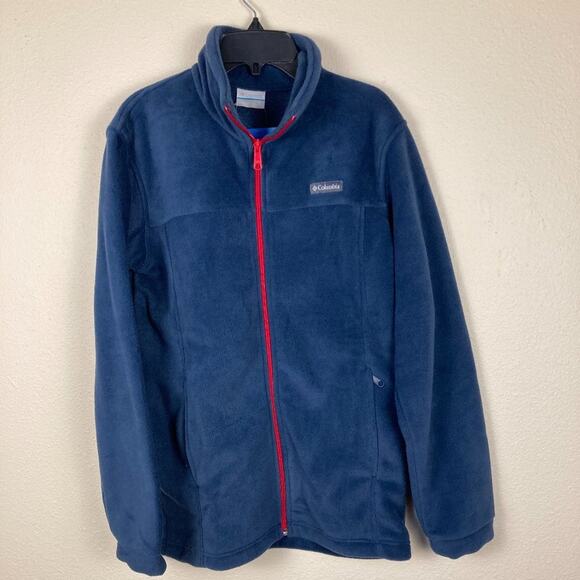 Columbia Youth XL Fleece Jacket Blue Birch Falls Red Zipper Polyester Pockets - Picture 1 of 8